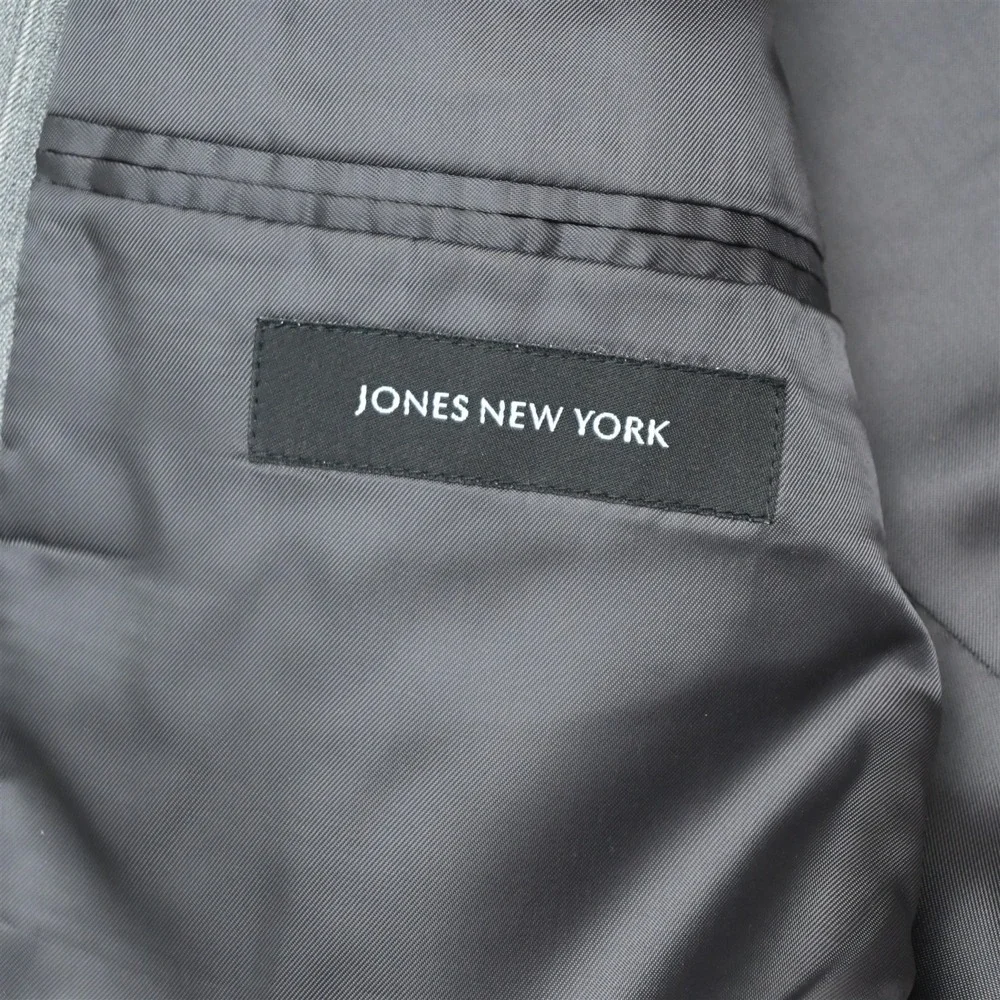 Jones New York 44R 36x30 Gray Stripe 100% Wool 3 Piece Vest Jacket Pants Suit